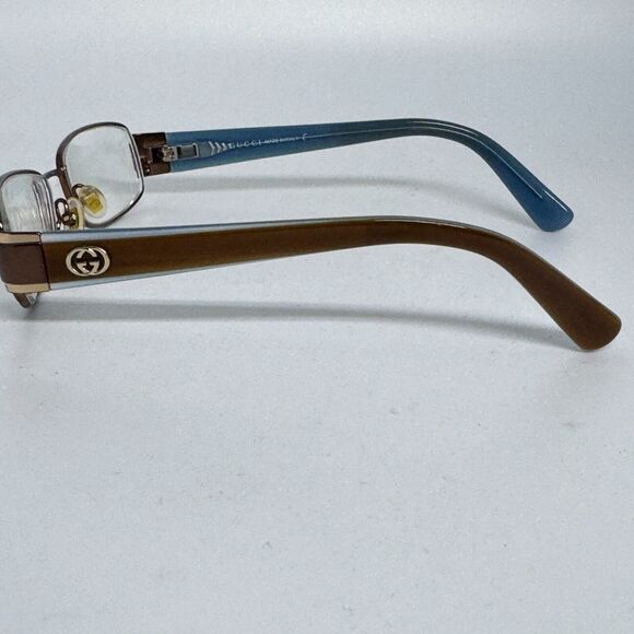 Gucci GG 2869 YAW Square Brown Gold Blue Eyeglasses Frame 54-15-135 H15490 - Picture 2 of 8